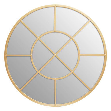 Orsina Descartes Gold Round Wall Mirror | Geometric Metal Frame