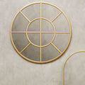 Orsina Descartes Gold Round Wall Mirror | Geometric Metal Frame