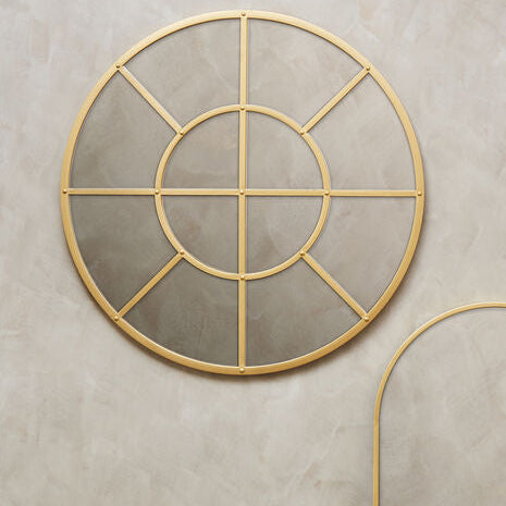 Orsina Descartes Gold Round Wall Mirror | Geometric Metal Frame