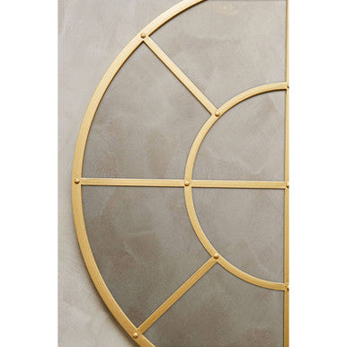 Orsina Descartes Gold Round Wall Mirror | Geometric Metal Frame