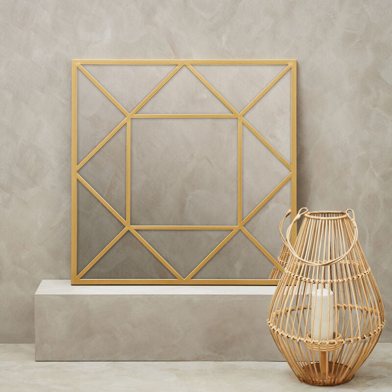 Orsina Descartes Gold Square Wall Mirror – Geometric Metal Frame