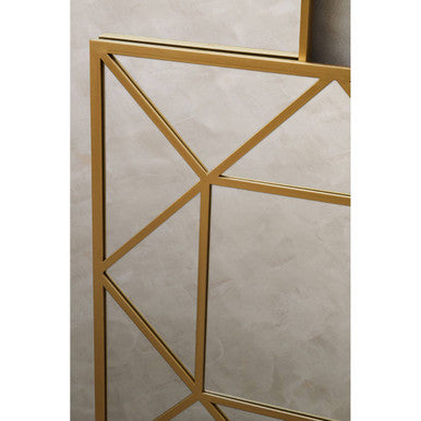 Orsina Descartes Gold Square Wall Mirror – Geometric Metal Frame