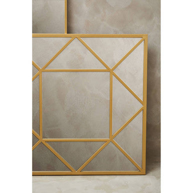 Orsina Descartes Gold Square Wall Mirror – Geometric Metal Frame