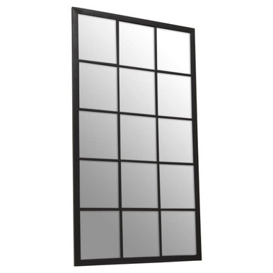 Orsina Descartes Black Large Grid Wall Mirror | Rectangular Metal Frame