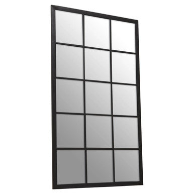 Orsina Descartes Black Large Grid Wall Mirror | Rectangular Metal Frame