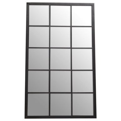 Orsina Descartes Black Large Grid Wall Mirror | Rectangular Metal Frame