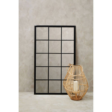 Orsina Descartes Black Large Grid Wall Mirror | Rectangular Metal Frame