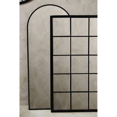 Orsina Descartes Black Large Grid Wall Mirror | Rectangular Metal Frame