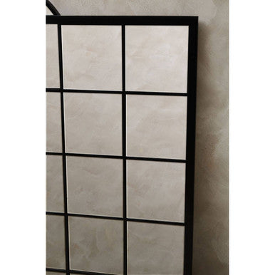 Orsina Descartes Black Large Grid Wall Mirror | Rectangular Metal Frame