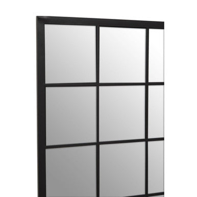 Orsina Descartes Black Large Grid Wall Mirror | Rectangular Metal Frame