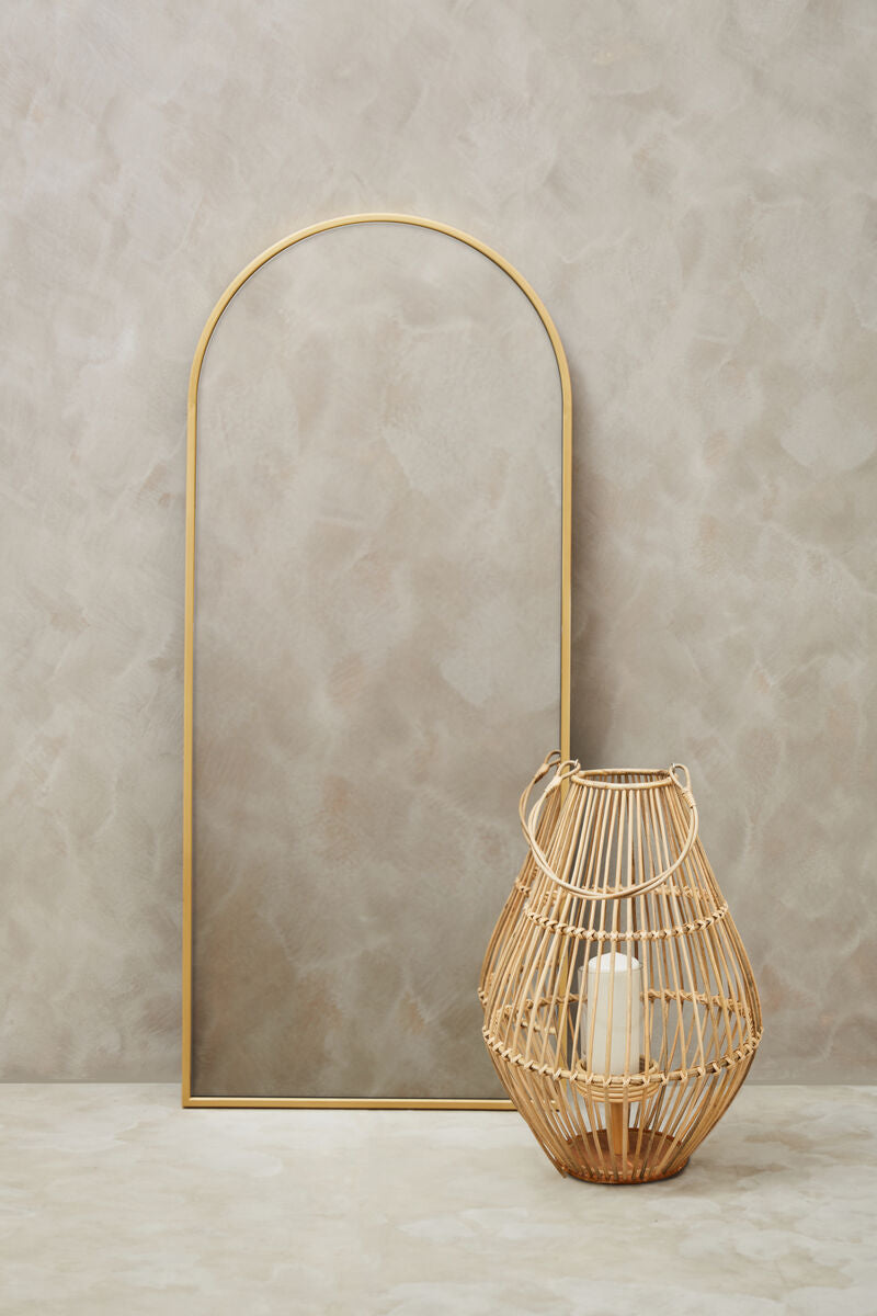 Orsina Descartes Arched Gold Wall Mirror | Modern Metal Frame