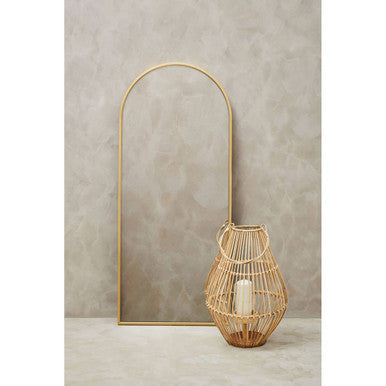 Orsina Descartes Arched Gold Wall Mirror | Modern Metal Frame