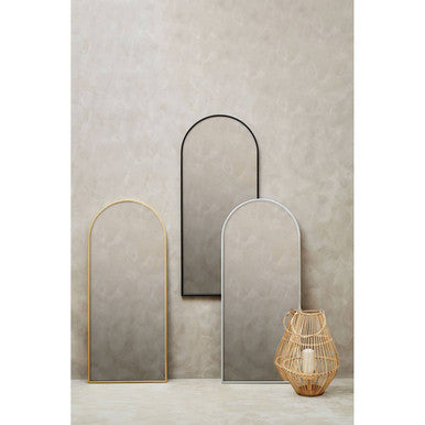 Orsina Descartes Arched Gold Wall Mirror | Modern Metal Frame