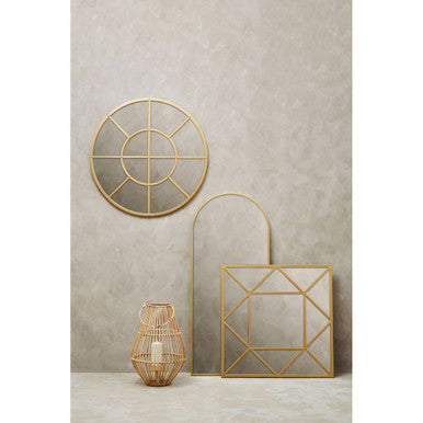 Orsina Descartes Arched Gold Wall Mirror | Modern Metal Frame