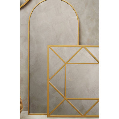 Orsina Descartes Arched Gold Wall Mirror | Modern Metal Frame