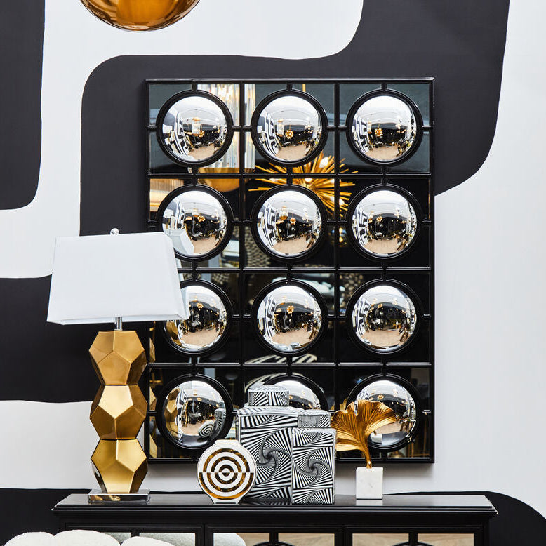 Orsina Telese Black Decorative Wall Mirror | Geometric Lattice Design