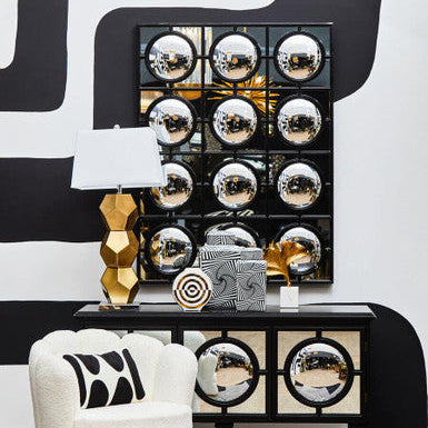 Orsina Telese Black Decorative Wall Mirror | Geometric Lattice Design