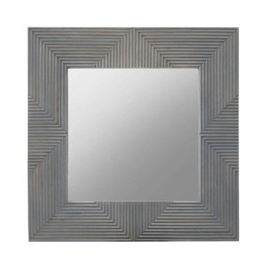 Orsina Suar Grey Wash Mango Wood Square Wall Mirror – 24 Inch