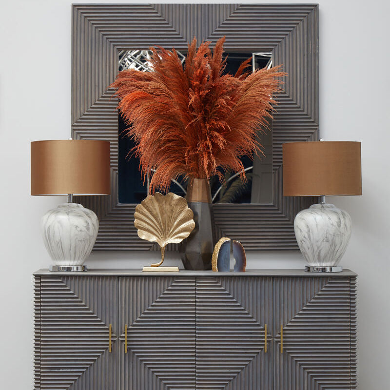 Orsina Suar Grey Wash Mango Wood Square Wall Mirror – 24 Inch