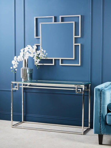 Orsina Allure Small Wall Mirror | Silver Stainless Steel Accent