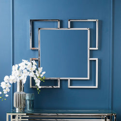 Orsina Allure Small Wall Mirror | Silver Stainless Steel Accent