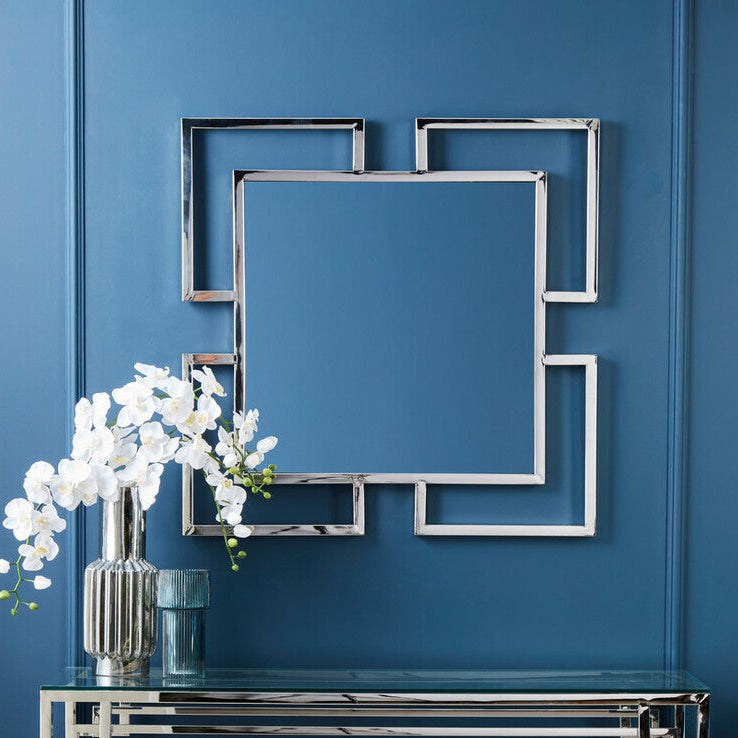 Orsina Allure Small Wall Mirror | Silver Stainless Steel Accent