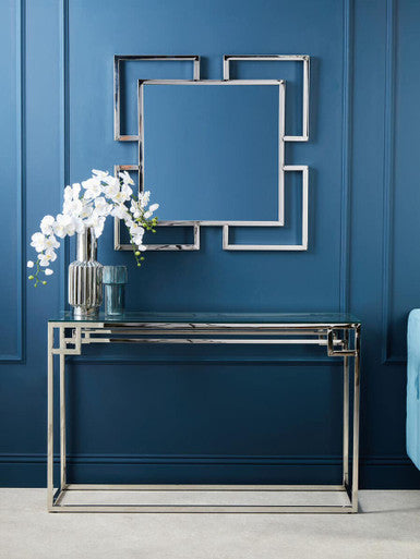Orsina Allure Small Wall Mirror | Silver Stainless Steel Accent