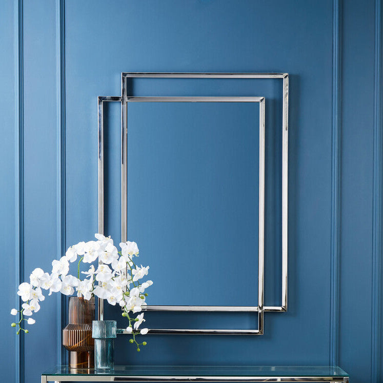 Orsina Allure Large Silver Wall Mirror | Polished Stainless Steel Frame