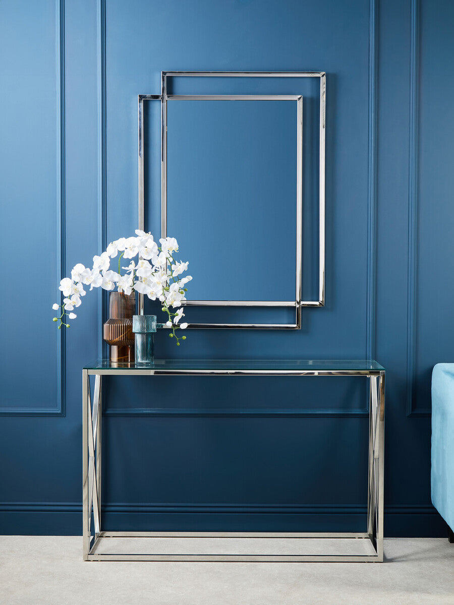 Orsina Allure Large Silver Wall Mirror | Polished Stainless Steel Frame