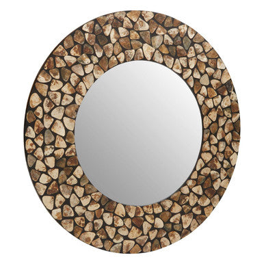 Orsina Palu Round Black Wall Mirror with Natural Seashell Inlay