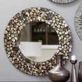 Orsina Palu Round Black Wall Mirror with Natural Seashell Inlay