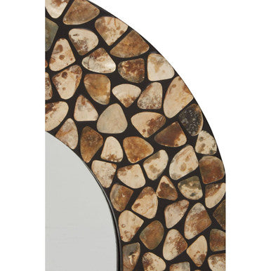 Orsina Palu Round Black Wall Mirror with Natural Seashell Inlay