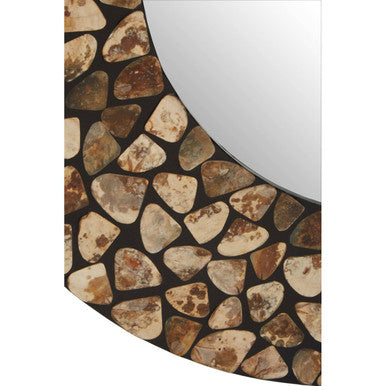 Orsina Palu Round Black Wall Mirror with Natural Seashell Inlay