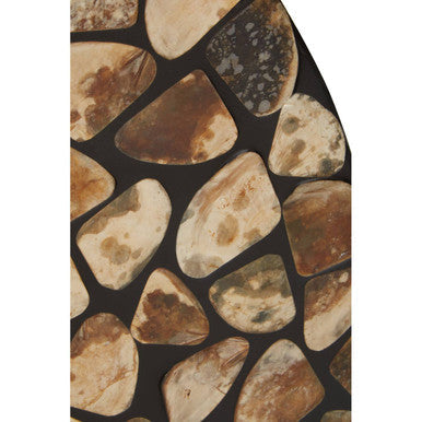 Orsina Palu Round Black Wall Mirror with Natural Seashell Inlay