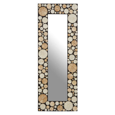 Orsina Palu Rectangular Black Wall Mirror with Shell Inlay Decor