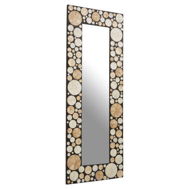 Orsina Palu Rectangular Black Wall Mirror with Shell Inlay Decor