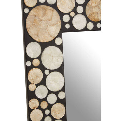 Orsina Palu Rectangular Black Wall Mirror with Shell Inlay Decor