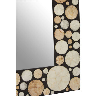 Orsina Palu Rectangular Black Wall Mirror with Shell Inlay Decor