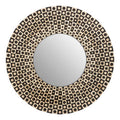 Orsina Palu Round Black Wall Mirror with Geometric Shell Inlay