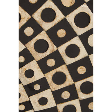Orsina Palu Round Black Wall Mirror with Geometric Shell Inlay