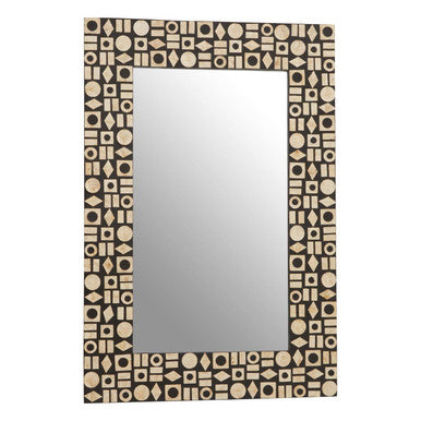 Orsina Palu Black Wall Mirror – Shell Inlay Geometric Resin Frame