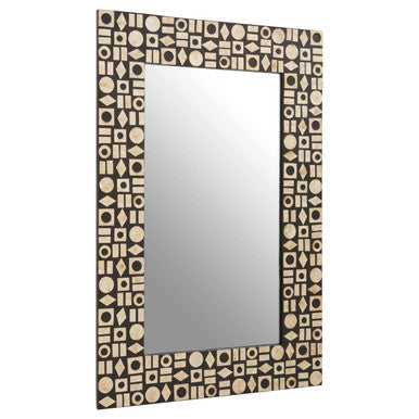 Orsina Palu Black Wall Mirror – Shell Inlay Geometric Resin Frame