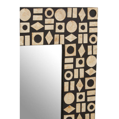 Orsina Palu Black Wall Mirror – Shell Inlay Geometric Resin Frame