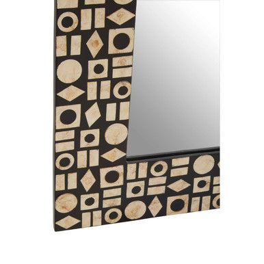 Orsina Palu Black Wall Mirror – Shell Inlay Geometric Resin Frame