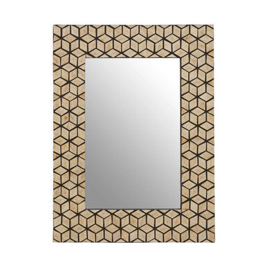 Orsina Palu Black Wall Mirror with Geometric Seashell Inlay