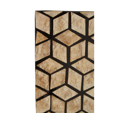 Orsina Palu Black Wall Mirror with Geometric Seashell Inlay