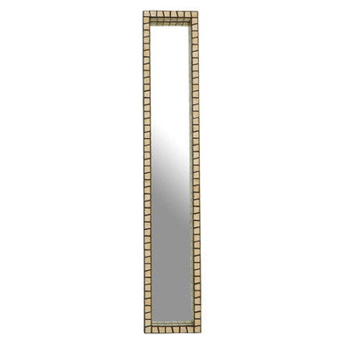 Orsina Palu Tall Black Wall Mirror | Rectangular Shell Mosaic Inlay
