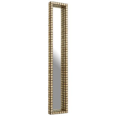 Orsina Palu Tall Black Wall Mirror | Rectangular Shell Mosaic Inlay