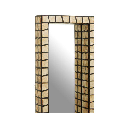 Orsina Palu Tall Black Wall Mirror | Rectangular Shell Mosaic Inlay