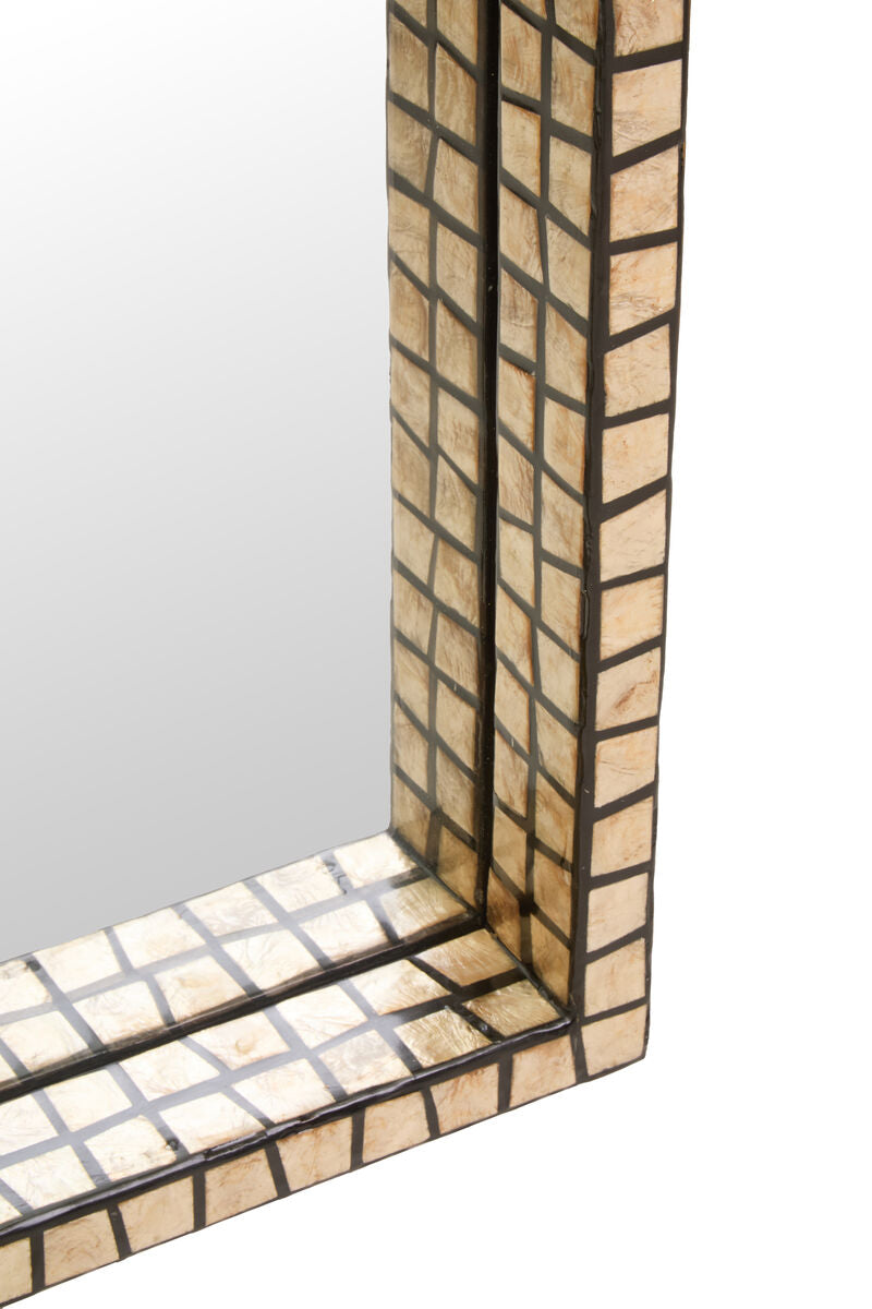 Orsina Palu Tall Black Wall Mirror | Rectangular Shell Mosaic Inlay